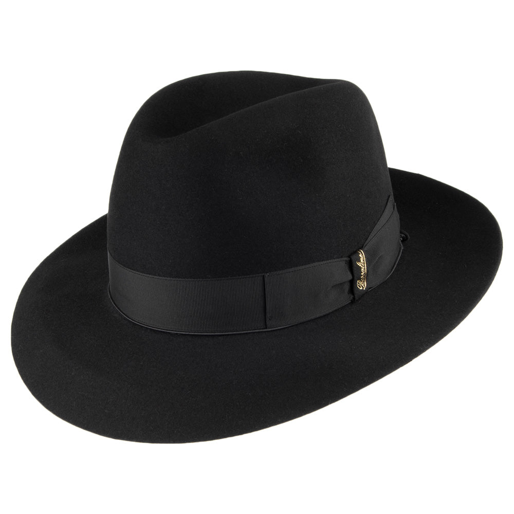 Borsalino Avalon Fur Felt Fedora Hat Black Village Hats