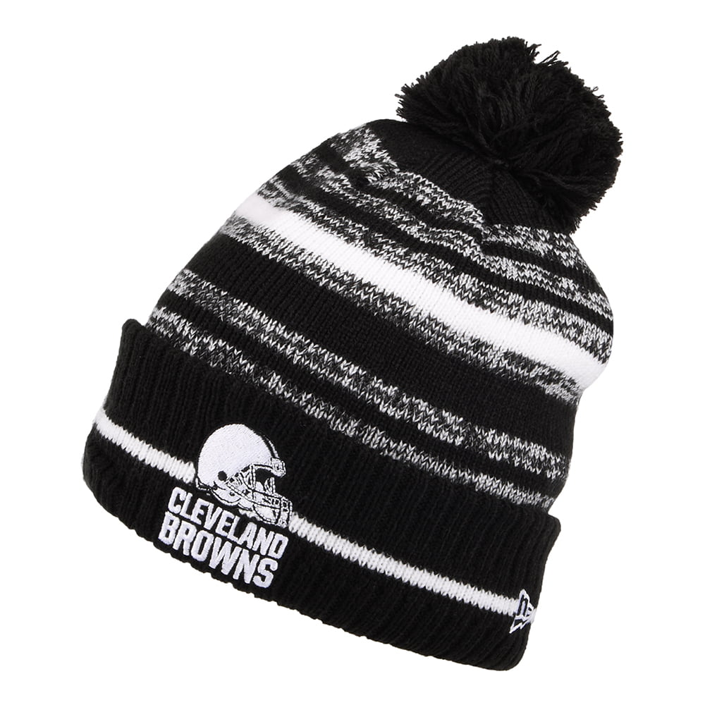 New Era Cleveland Browns Bobble Hat - Nfl Sport Knit - Black-white 