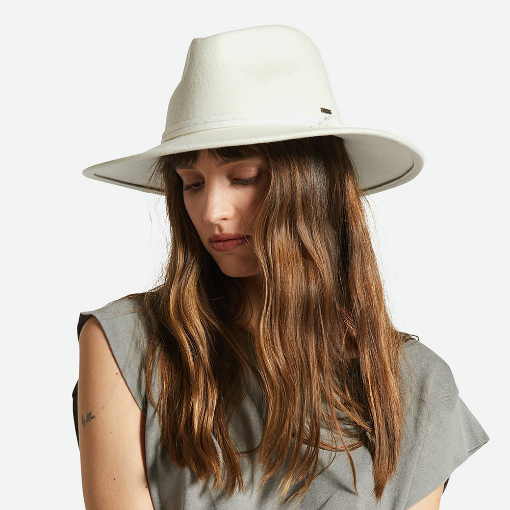 Brixton Hats Joanna Wool Felt Packable Fedora Hat - Off White