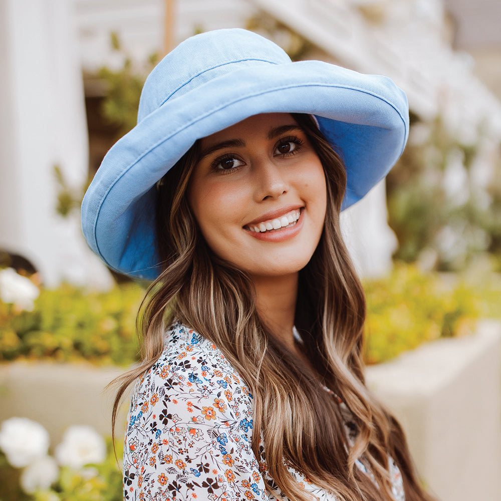 Scala Bari Packable Sun Hat - Mid Blue