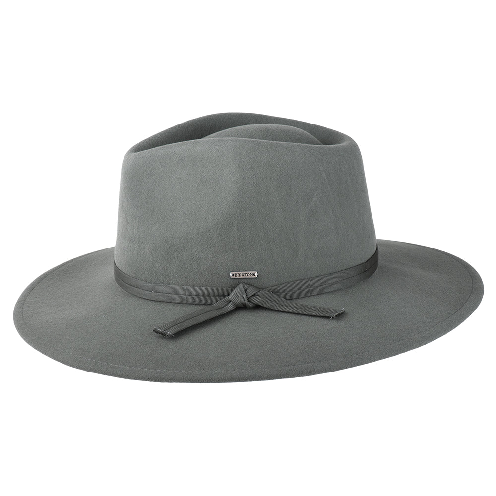 Brixton Hats Joanna Wool Felt Packable Fedora Hat - Dark Grey