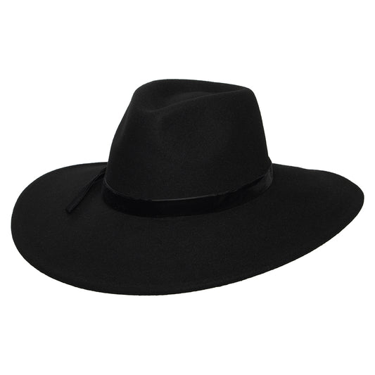 Scala Hats Calista Wool Felt Rancher Fedora Hat With Velvet Band - Black