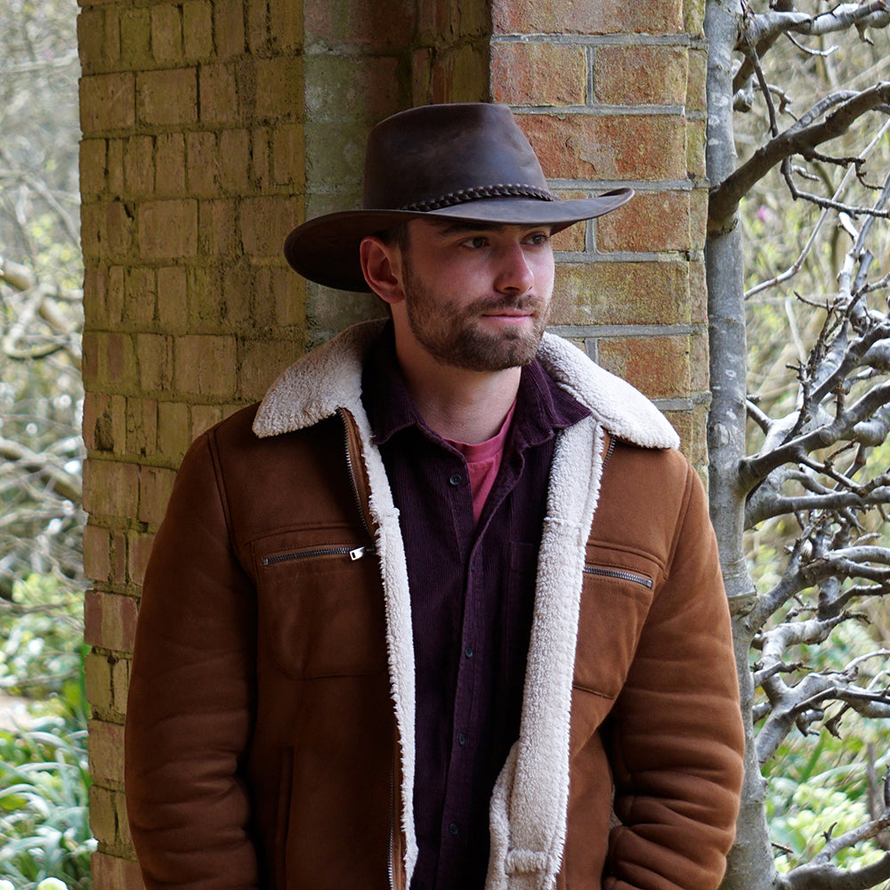 Jaxon & James Buffalo Leather Cowboy Hat - Chocolate