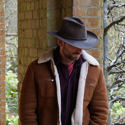 Jaxon & James Buffalo Leather Cowboy Hat - Chocolate