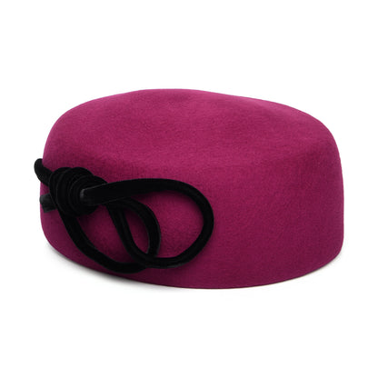 Whiteley Hats Caroline Wool Pillbox Hat With Velvet Bow - Magenta