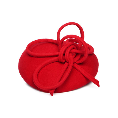 Whiteley Hats Rosey Wool Pillbox Hat with Swirl - Red