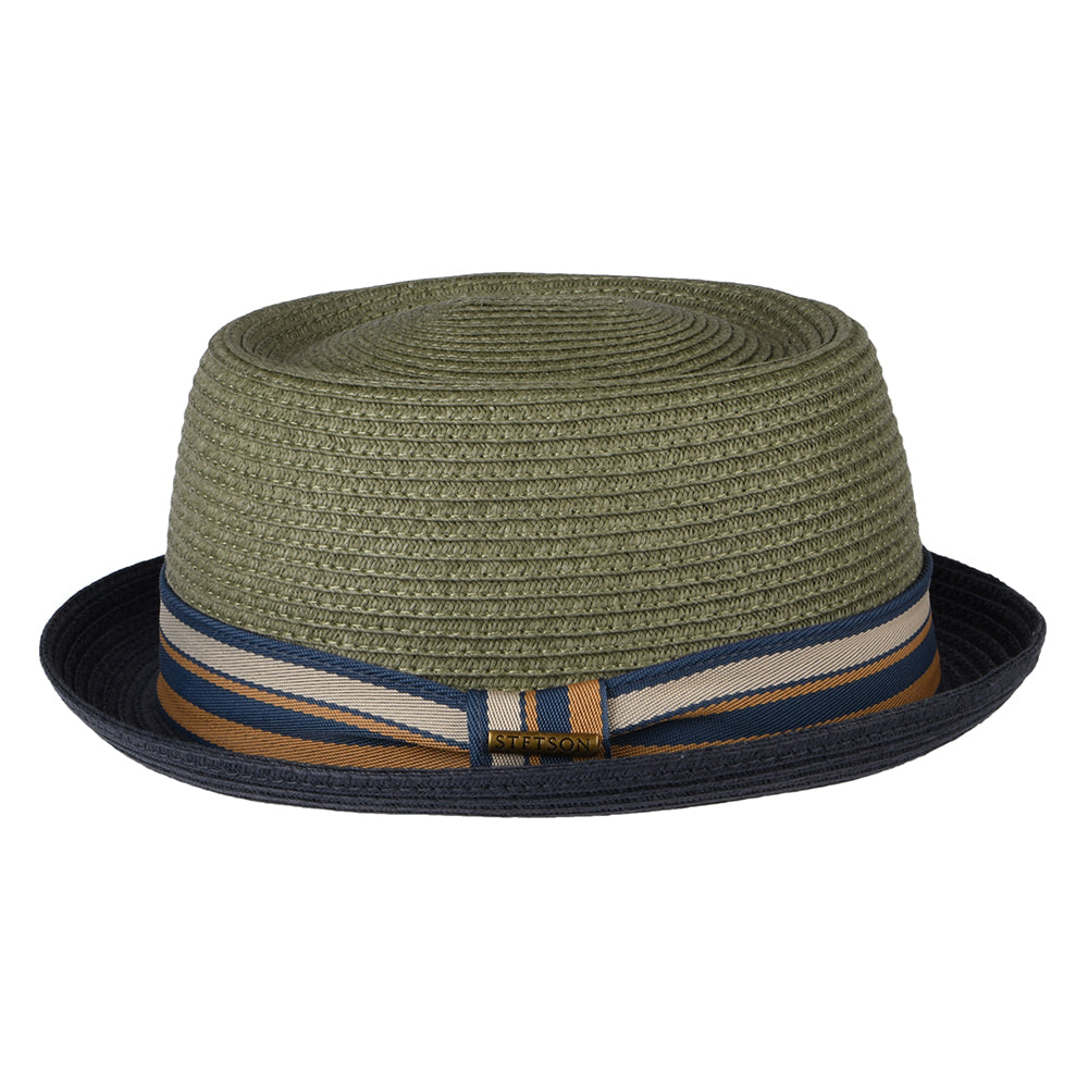 Stetson Hats Toyo Straw Pork Pie Hat - Grey-Blue