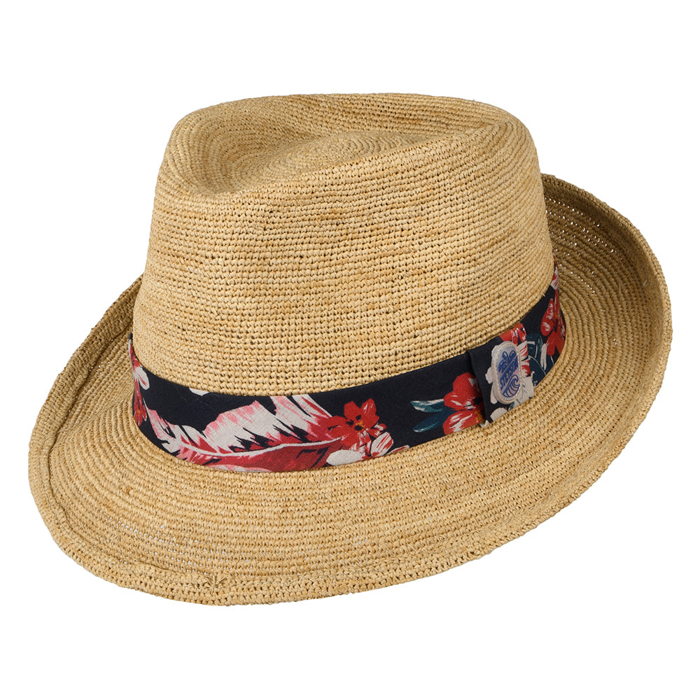 Stetson Hats Player Crocheted Raffia Straw Trilby Hat - Natural ...