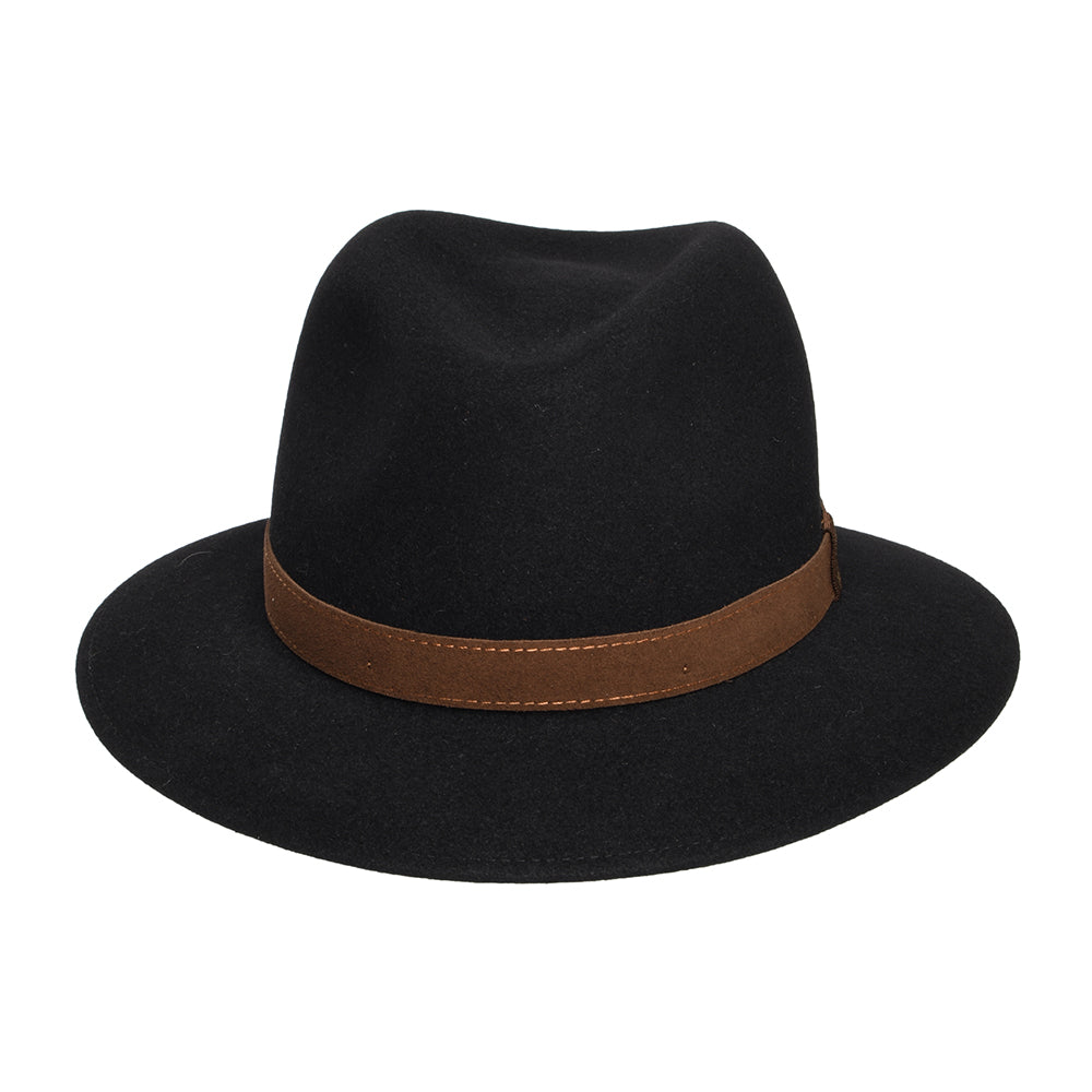 Borsalino Fur Felt Crushable Safari Fedora Hat - Black