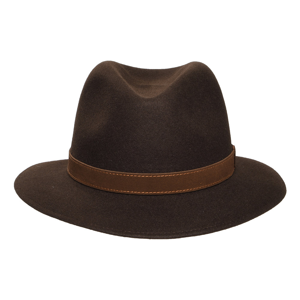 Borsalino Fur Felt Crushable Safari Fedora Hat - Brown