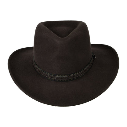 Scala Hats San Antonio Crushable Water Repellent Wool Felt Outback Hat - Chocolate