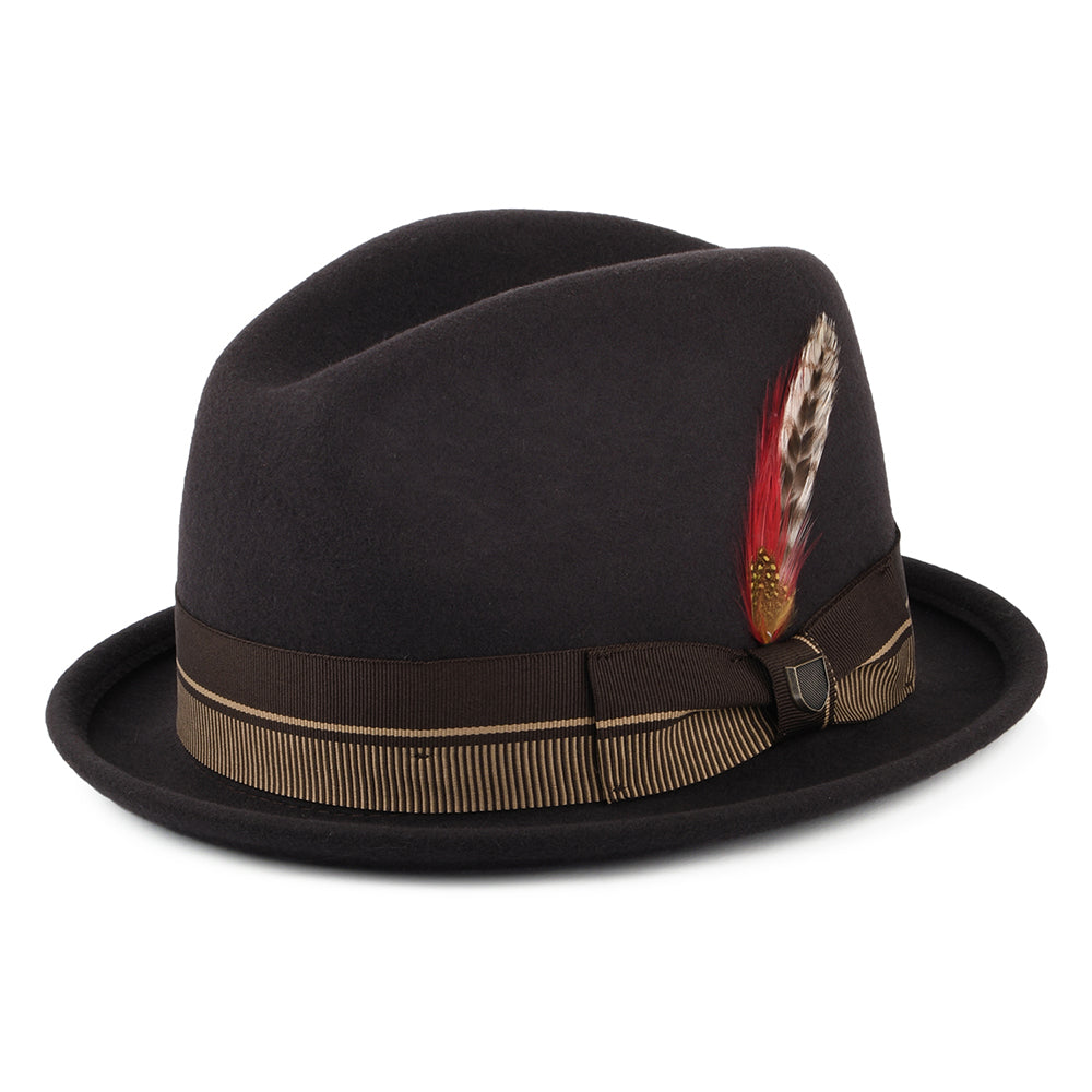 Brixton Hats 20th Anniversary Gain Wool Felt Trilby Hat - Chocolate