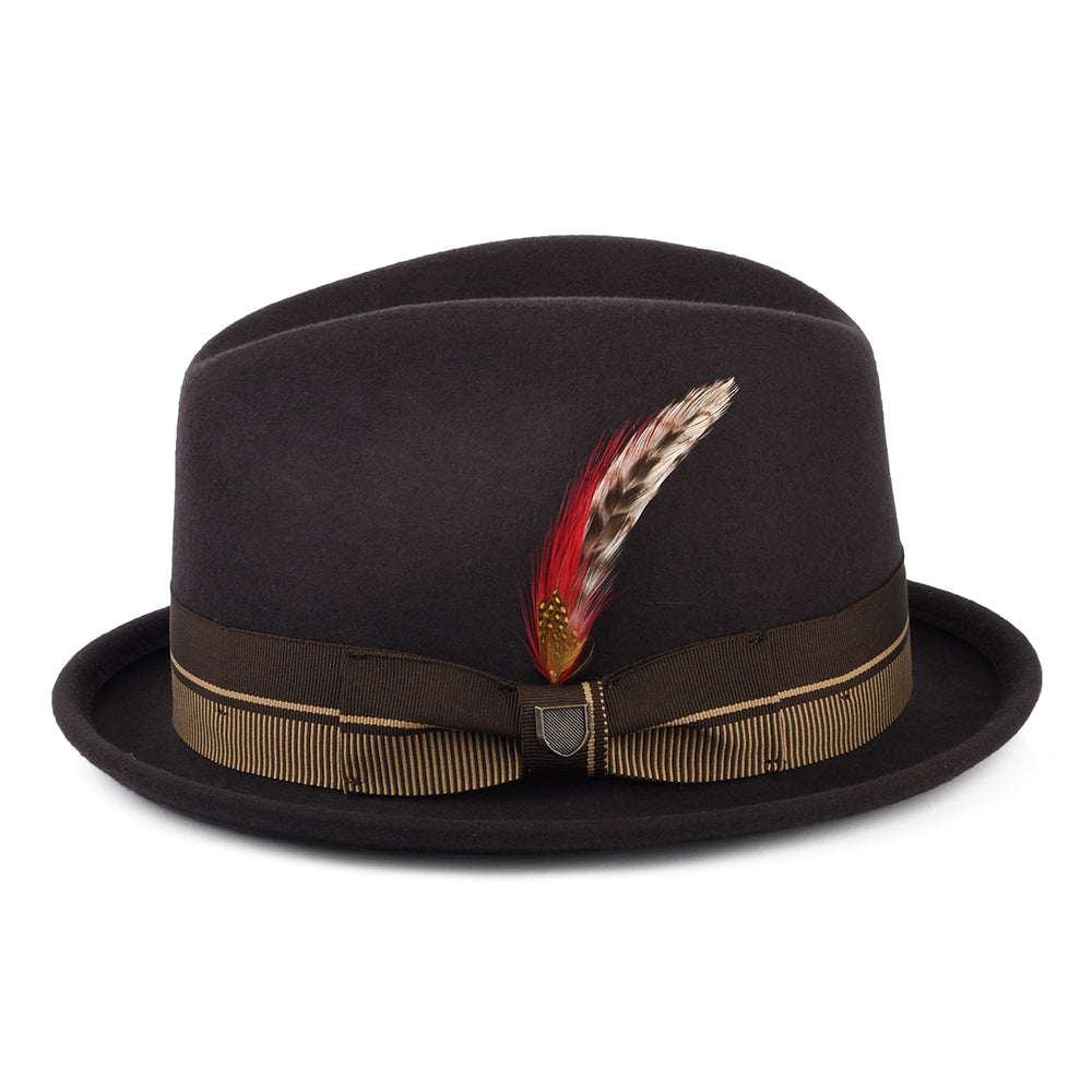 Brixton Hats 20th Anniversary Gain Wool Felt Trilby Hat - Chocolate