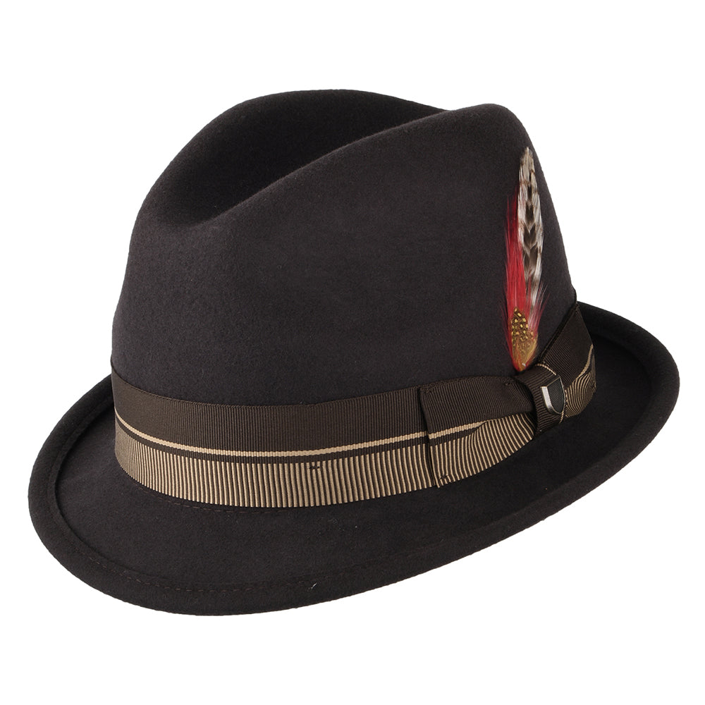 Brixton Hats 20th Anniversary Gain Wool Felt Trilby Hat - Chocolate