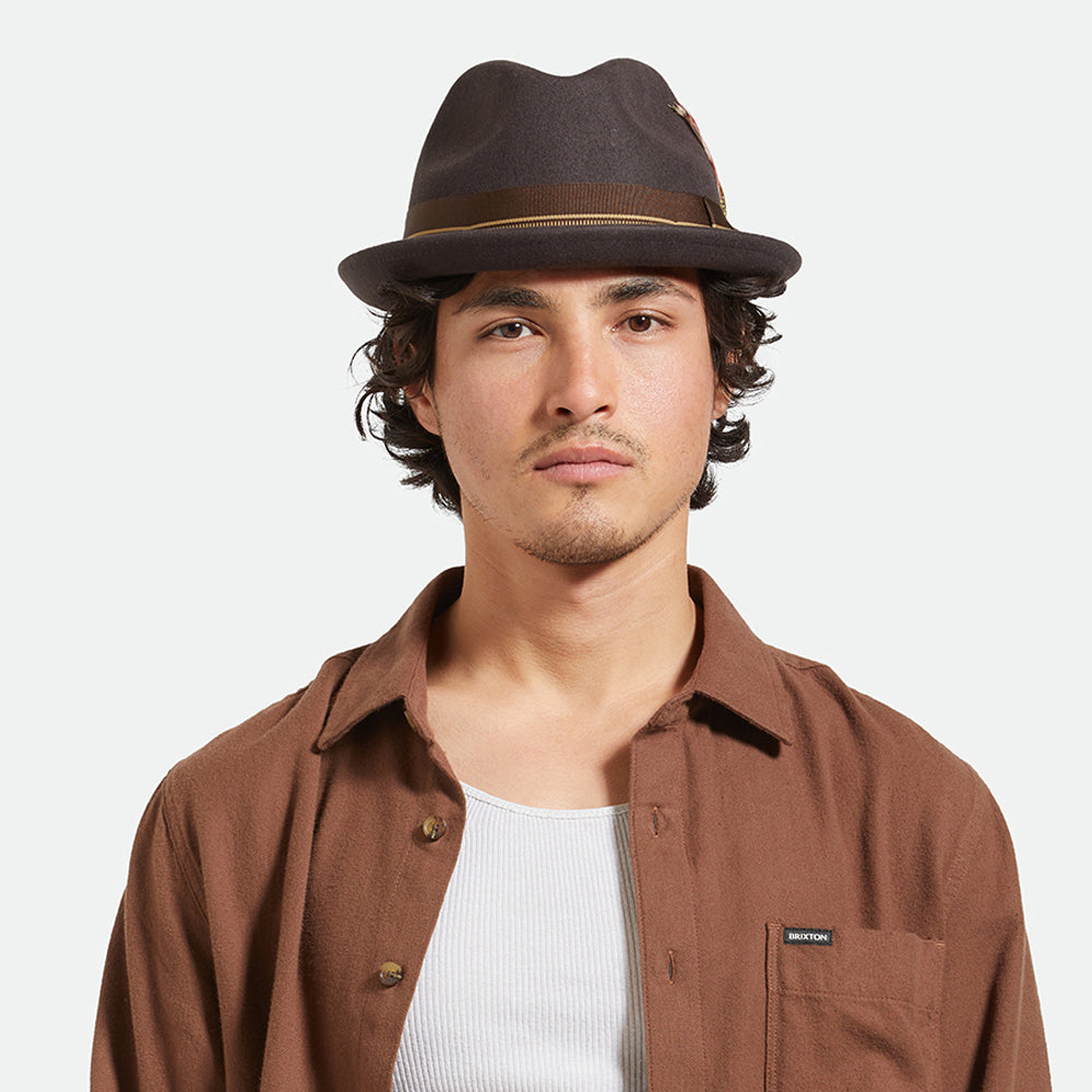 Brixton Hats 20th Anniversary Gain Wool Felt Trilby Hat - Chocolate