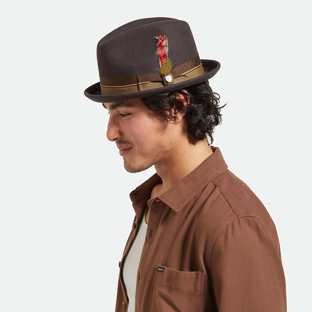 Brixton Hats 20th Anniversary Gain Wool Felt Trilby Hat - Chocolate