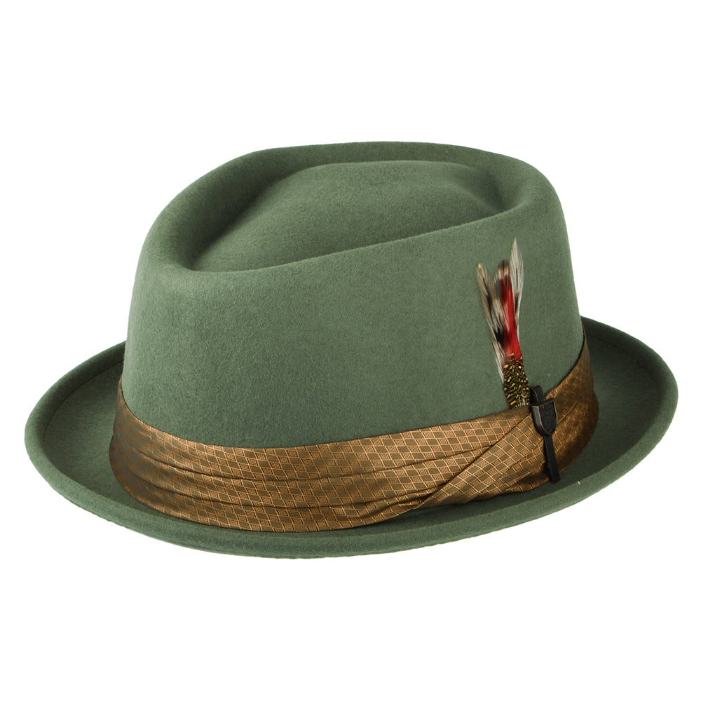 Brixton Hats Stout Wool Felt Pork Pie Hat - Light Moss-Coffee