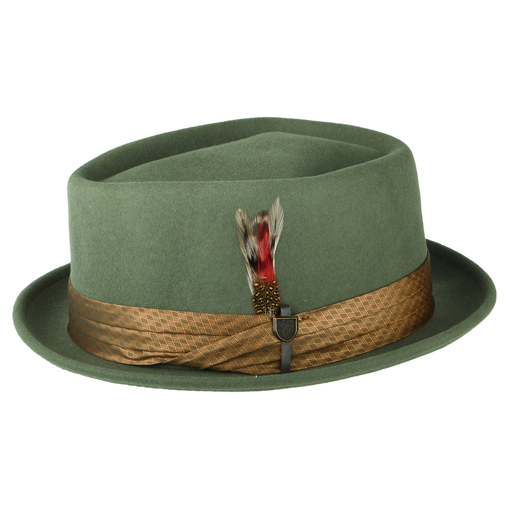 Brixton Hats Stout Wool Felt Pork Pie Hat - Light Moss-Coffee