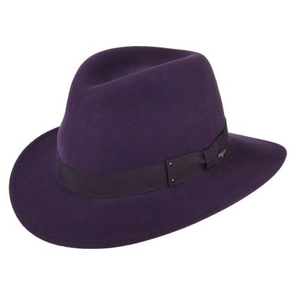 Bailey Hats Curtis Crushable Water Repellent Wool Felt Fedora Hat - Purple