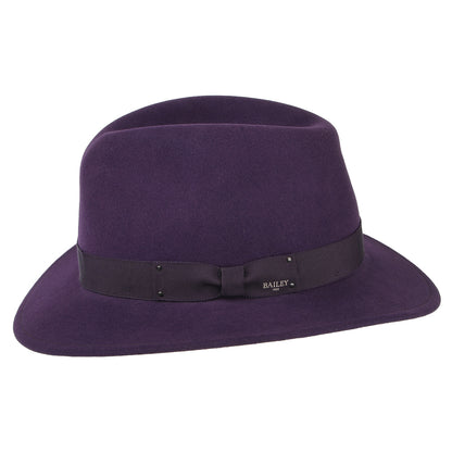 Bailey Hats Curtis Crushable Water Repellent Wool Felt Fedora Hat - Purple