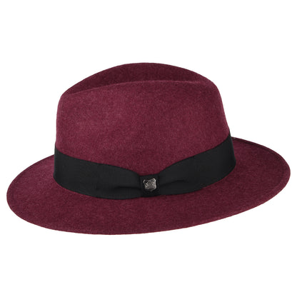 Failsworth Hats Boston Heather Wool Felt Showerproof Fedora Hat - Merlot