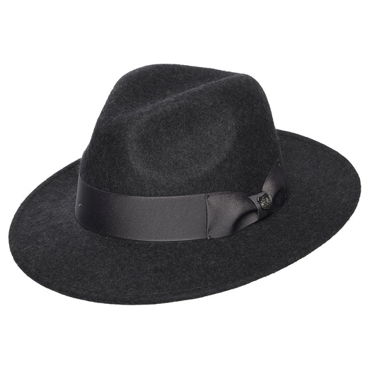 Failsworth Hats Boston Heather Wool Felt Showerproof Fedora Hat - Dark Grey