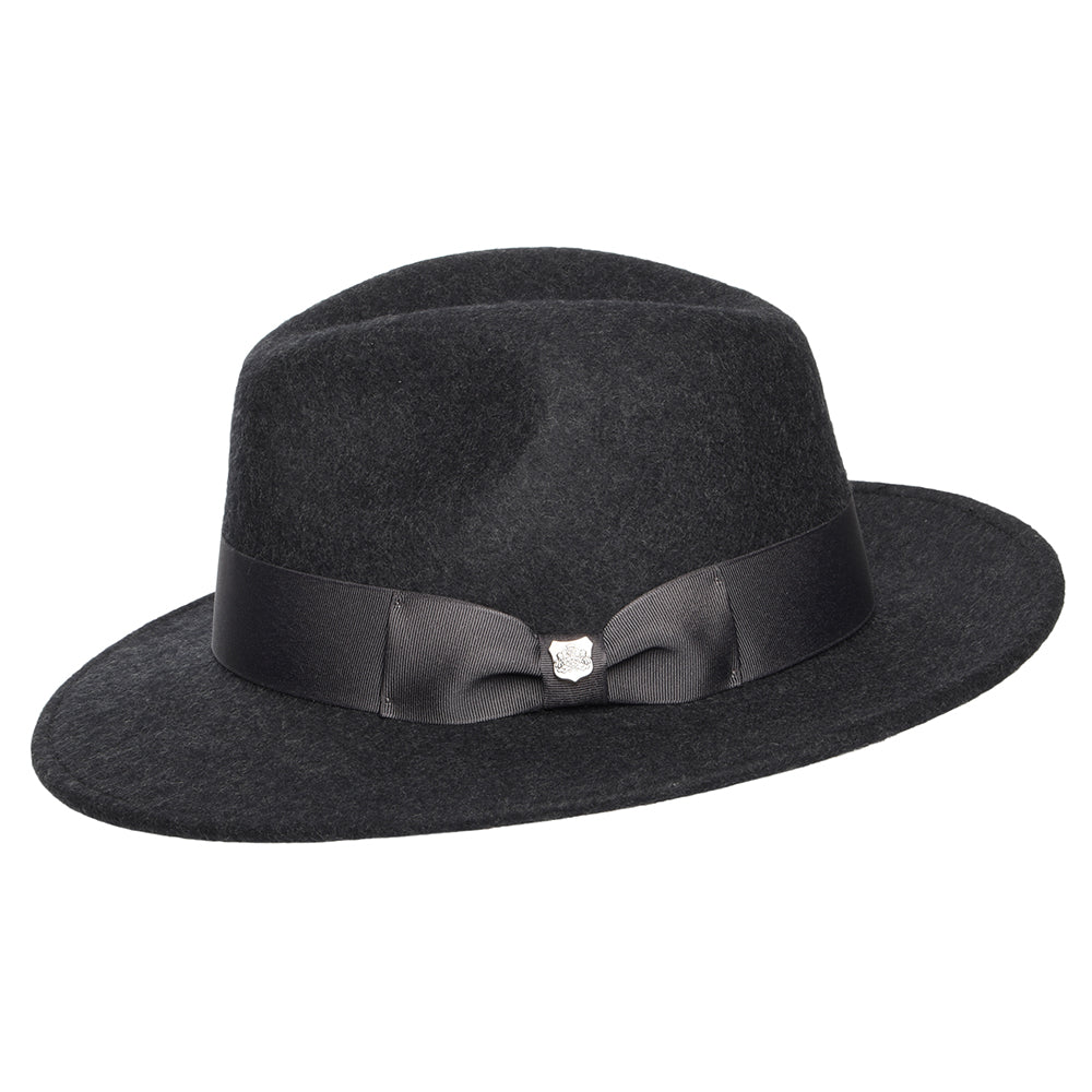 Failsworth Hats Boston Heather Wool Felt Showerproof Fedora Hat - Dark Grey