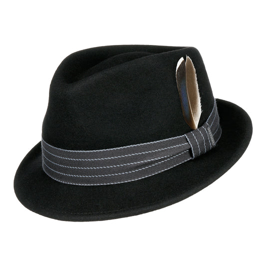 Stetson Hats Norborne Crushable Water Repellent Wool Felt Trilby Hat - Black