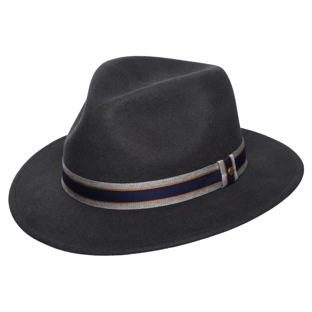 Stetson Hats Valcourt Traveller Water Repellent Wool Felt Safari Fedora Hat - Dark Grey