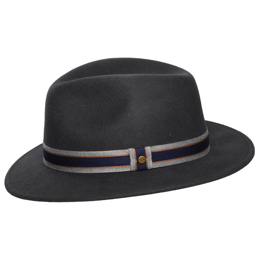 Stetson Hats Valcourt Traveller Crushable Water Repellent Wool Felt Safari Fedora Hat - Dark Grey