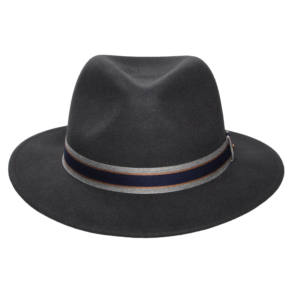 Stetson Hats Valcourt Traveller Crushable Water Repellent Wool Felt Safari Fedora Hat - Dark Grey