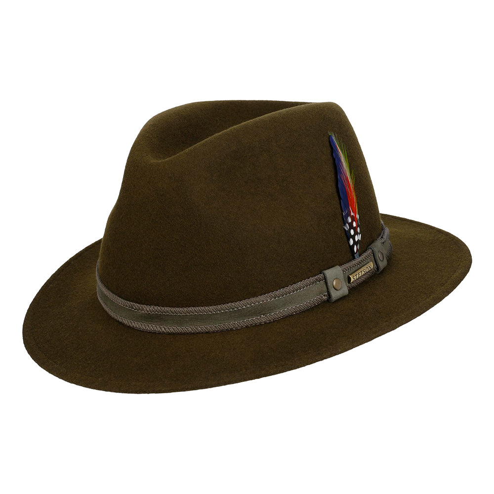 Stetson Hats Tenvelco Traveller Water Repellent Wool Felt Safari Fedora Hat - Dark Forest