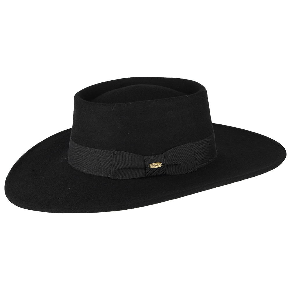 Scala Hats Hank Water Repellent Wool Felt Gaucho Hat - Black