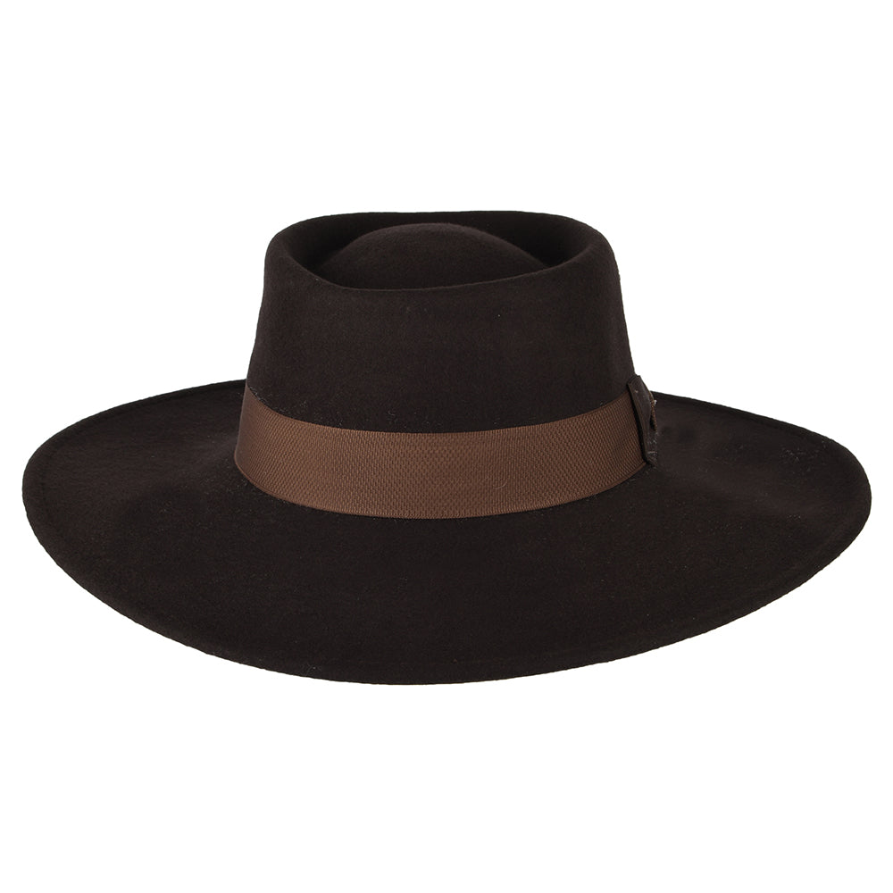 Scala Hats Hank Water Repellent Wool Felt Gaucho Hat - Chocolate