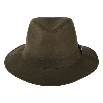 Barbour Hats Vintage Waxed Cotton Bushman Fedora Hat - Olive