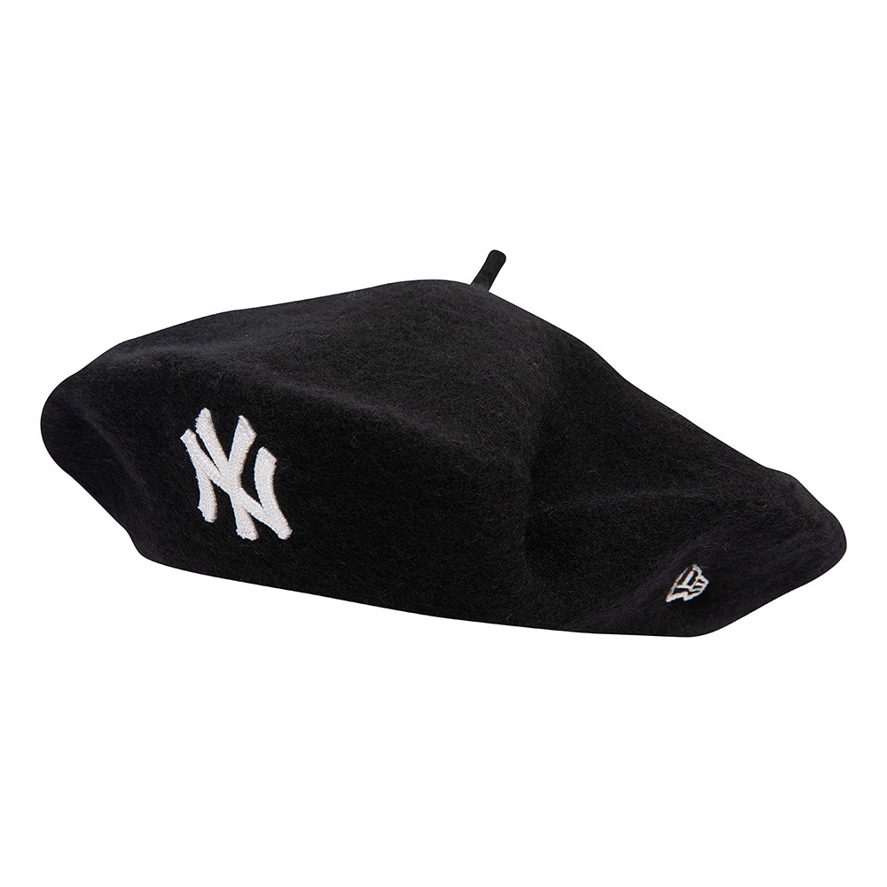 New Era Womens New York Yankees Wool Blend Beret - Black-White