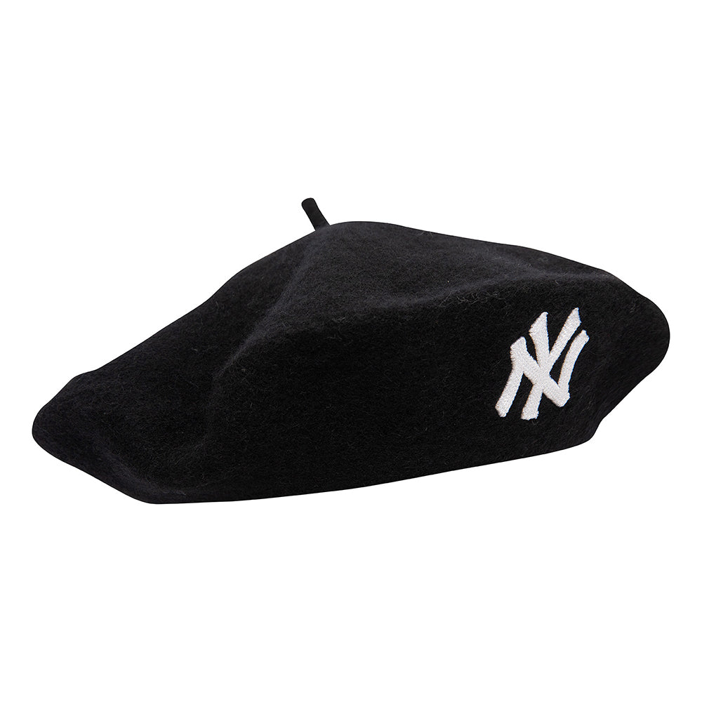 New Era Womens New York Yankees Wool Blend Beret - Black-White