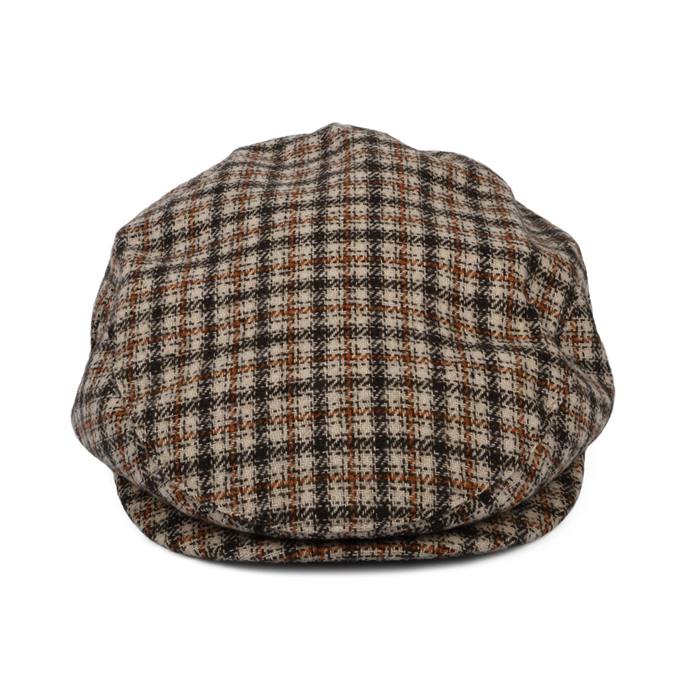 Brixton Hats Hooligan Lightweight X Snap Houndstooth Flat Cap - Sand-Brown-Orange