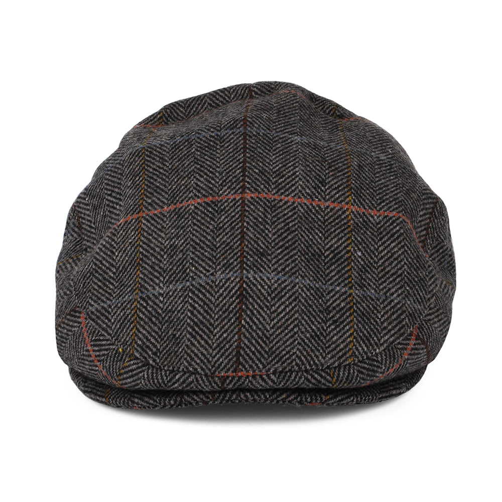 Barbour Hats Wilkin Windowpane Herringbone Flat Cap - Charcoal