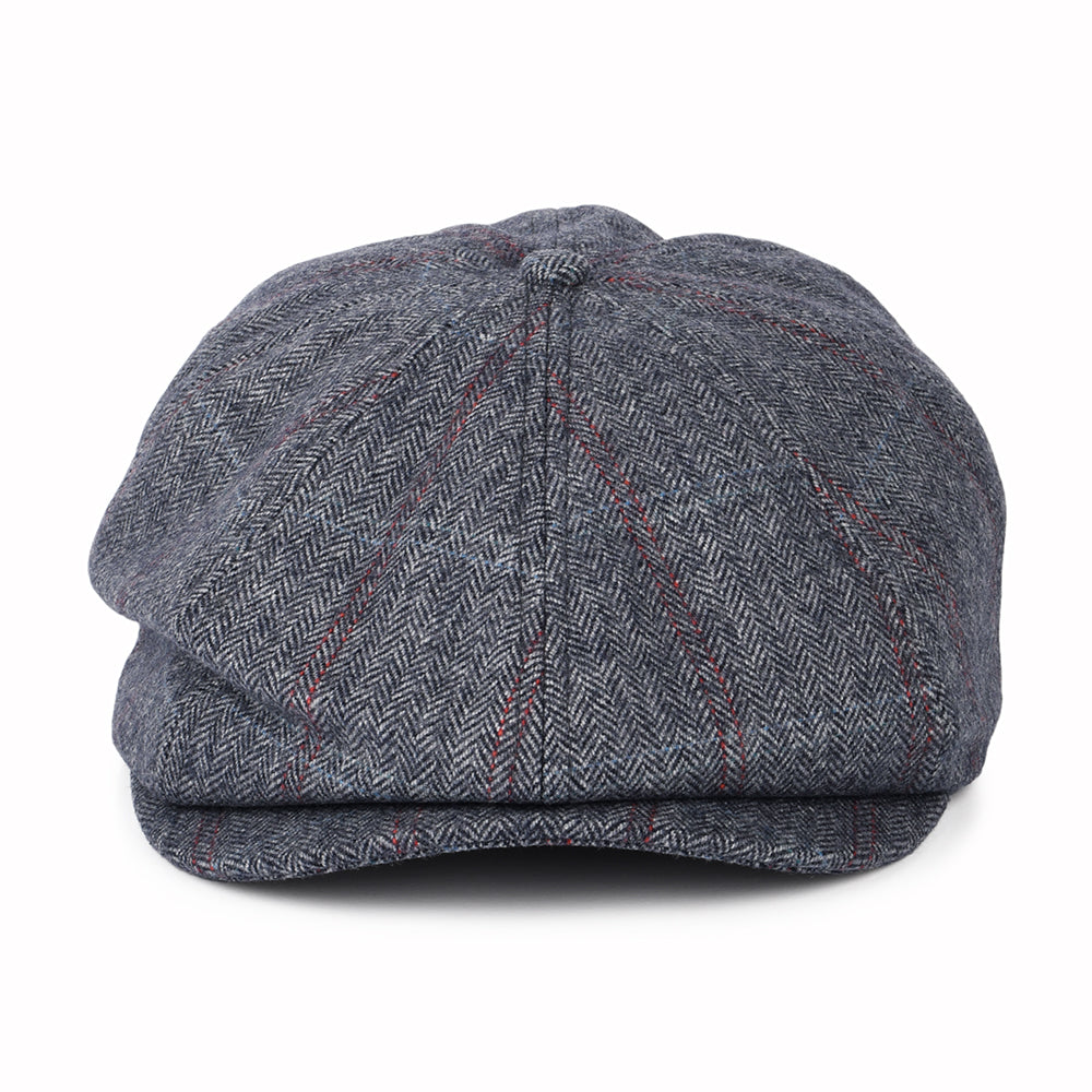 Brixton Hats Brood Windowpane Herringbone Newsboy Cap - Washed Navy-Beige