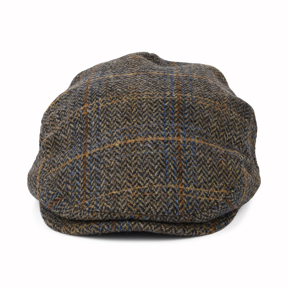 Brixton Hats Hooligan Windowpane Herringbone Flat Cap - Washed Black-Brown