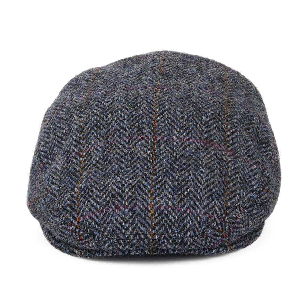 City Sport Harris Tweed Herringbone Flat Cap - Navy-Blue