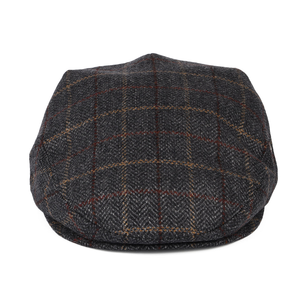 City Sport Wool-Cashmere Windowpane Herringbone Flat Cap - Grey