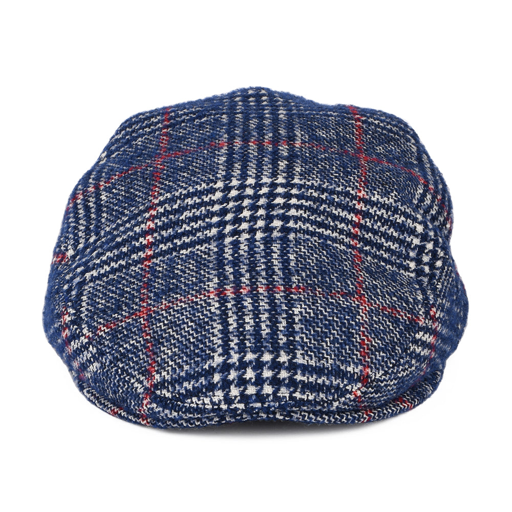 City Sport Virgin Wool Prince Of Wales Check Flat Cap - Blue