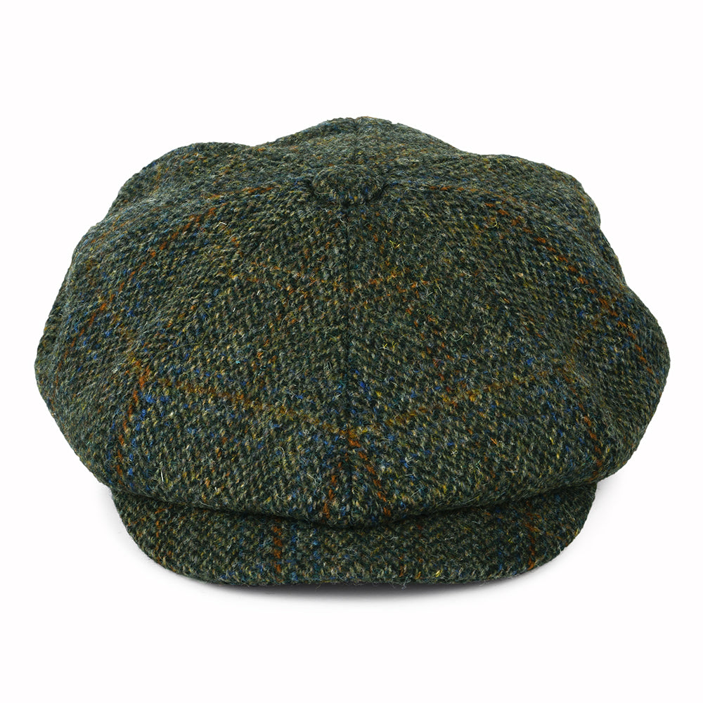 Failsworth Hats Harris Tweed Herringbone Carloway Newsboy Cap - Olive-Blue-Rust