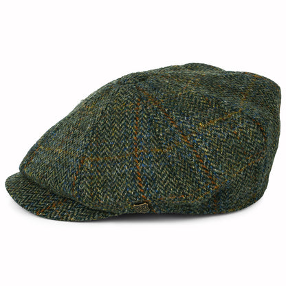 Failsworth Hats Harris Tweed Herringbone Carloway Newsboy Cap - Olive-Blue-Rust