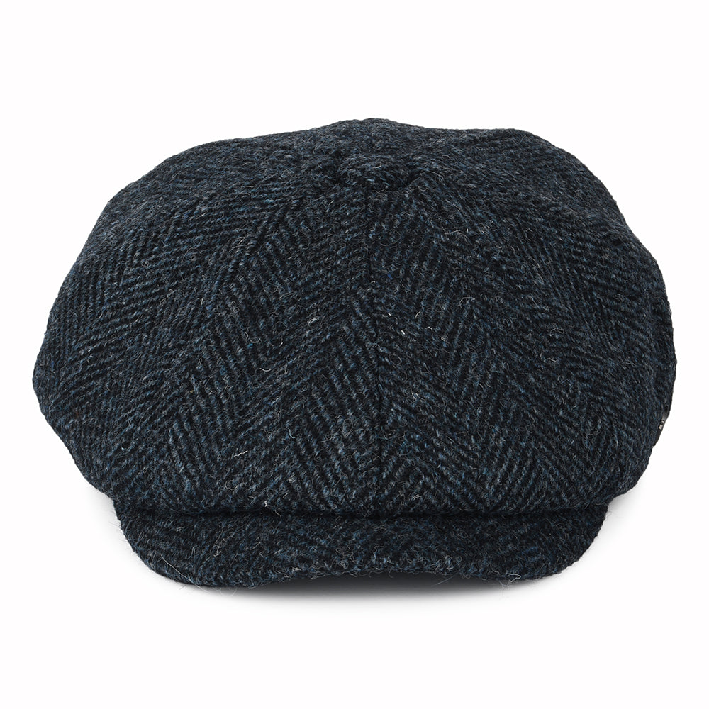 Failsworth Hats Harris Tweed Herringbone Carloway Newsboy Cap - Blue-Black