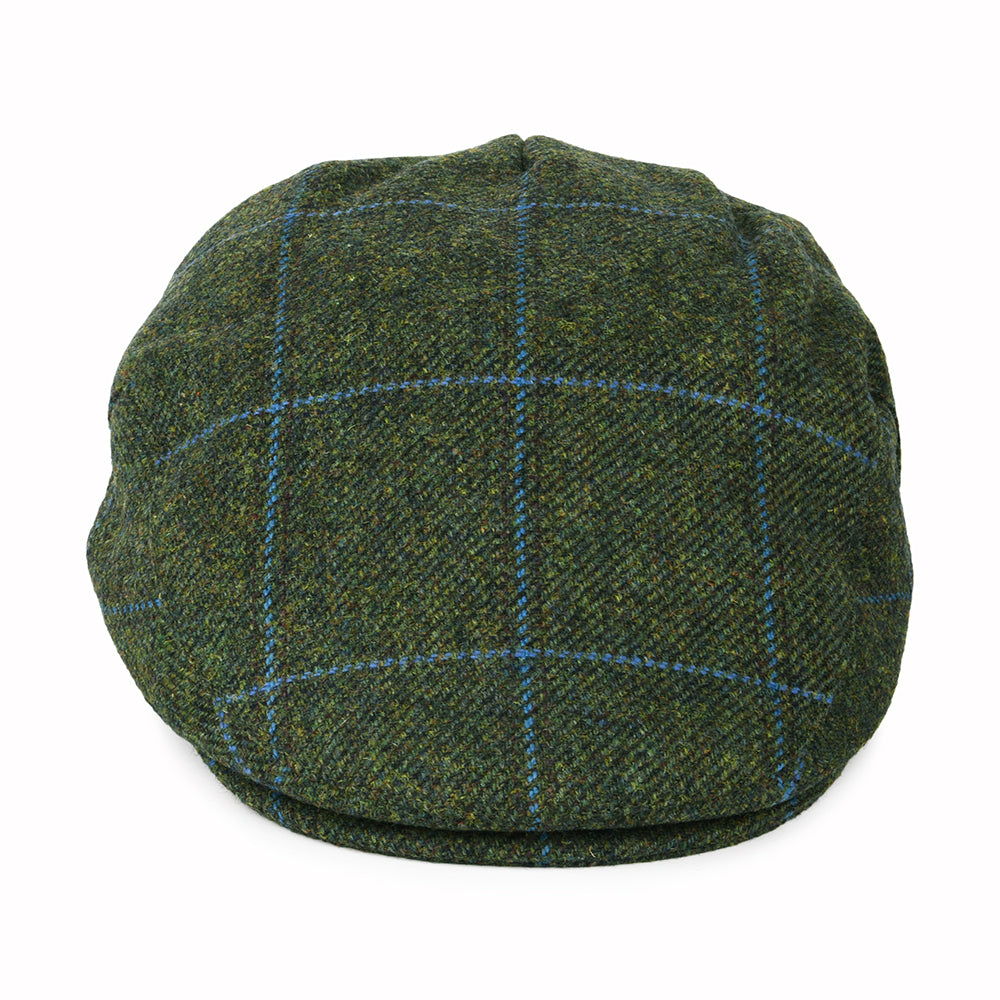 Failsworth Hats Windowpane Waterproof Flat Cap - Olive-Blue