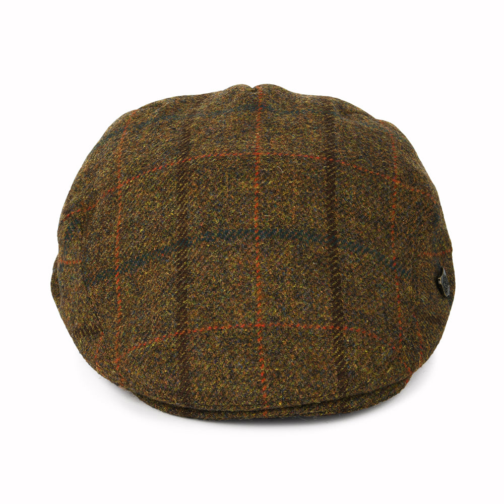 Failsworth Hats Gamekeeper Windowpane Water Repellent Flat Cap - Brown-Rust-Blue