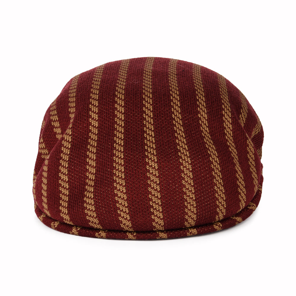 Kangol Twist Stripe 504 Flat Cap - Cranberry-Camel